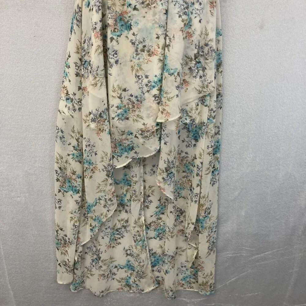Disney‎ Cinderella Floral Maxi Dress Womens Medium Chiffon Sleeveless High Low